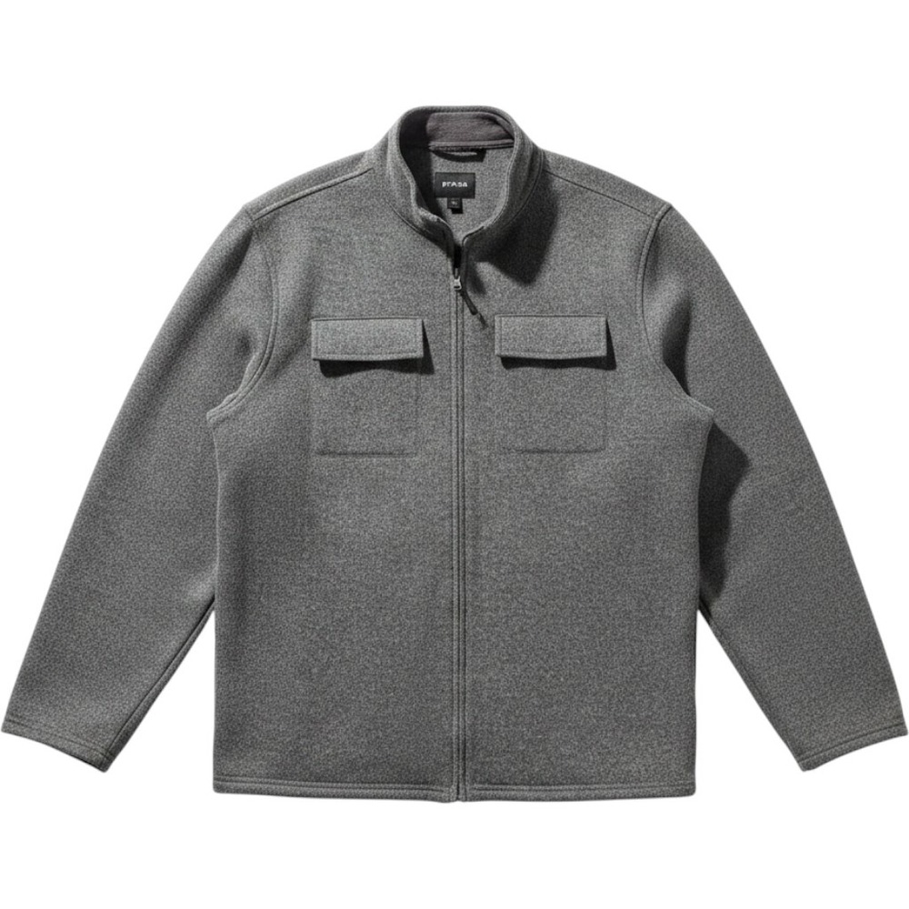 Prana Full Zip Jacket XXL Grey Recycled Wool Blend Mock Neck Gorpcore